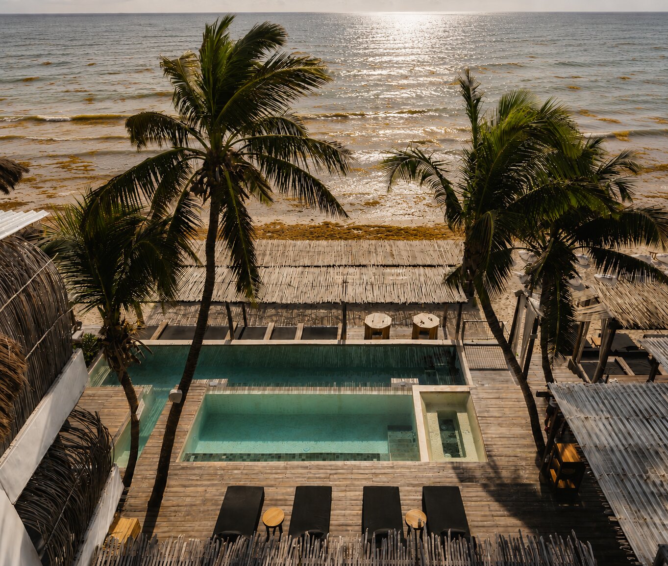 Amansala pool and beachfront aerial view